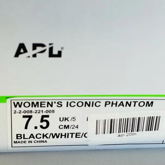 NIB APL WOMENS TECHLOOM PHANTOM BLACK/WHITE ICONIC CALF HAIR SNEAKER SZ 7.5 - Picture 14 of 14